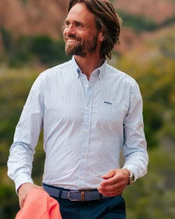 Light blue shirt with small dots