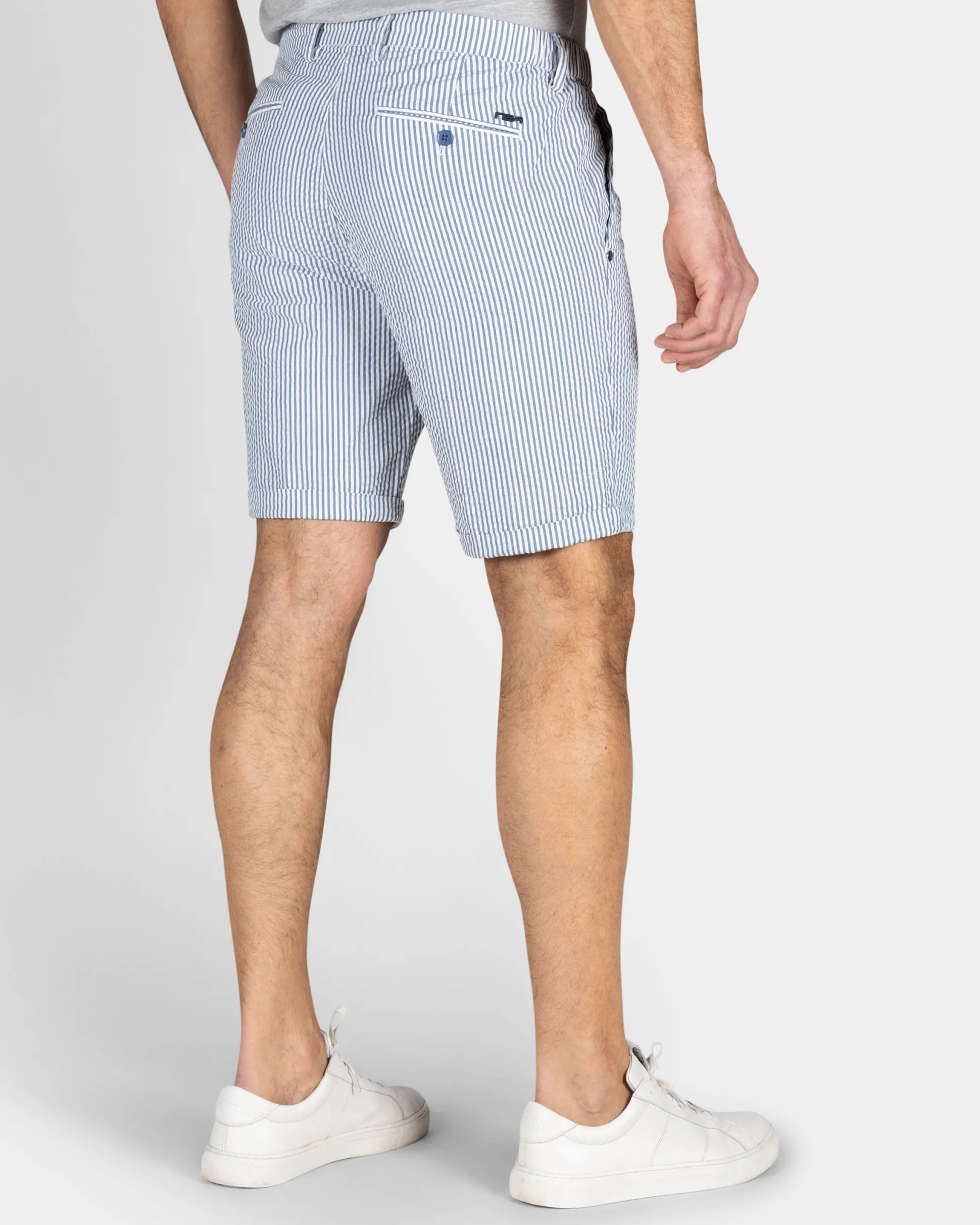 Light Blue Striped Chino Shorts