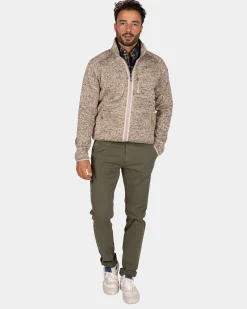 Light brown fleece cardigan - Chestnut