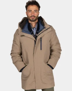 Light brown quilted parka jacket - Chestnut