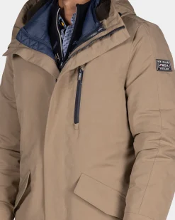 Light brown quilted parka jacket - Chestnut