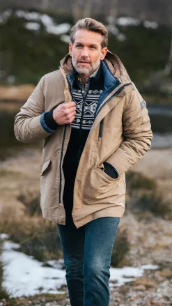 Light brown quilted parka jacket - Chestnut