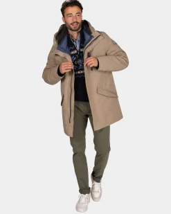 Light brown quilted parka jacket - Chestnut