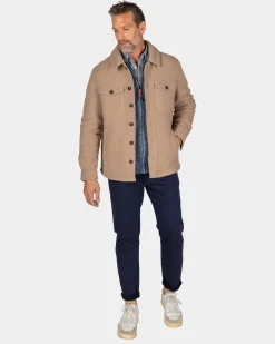 Light brown short wool coat - Chestnut