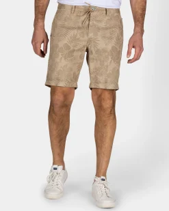 Light Brown Shorts with Leaf Print