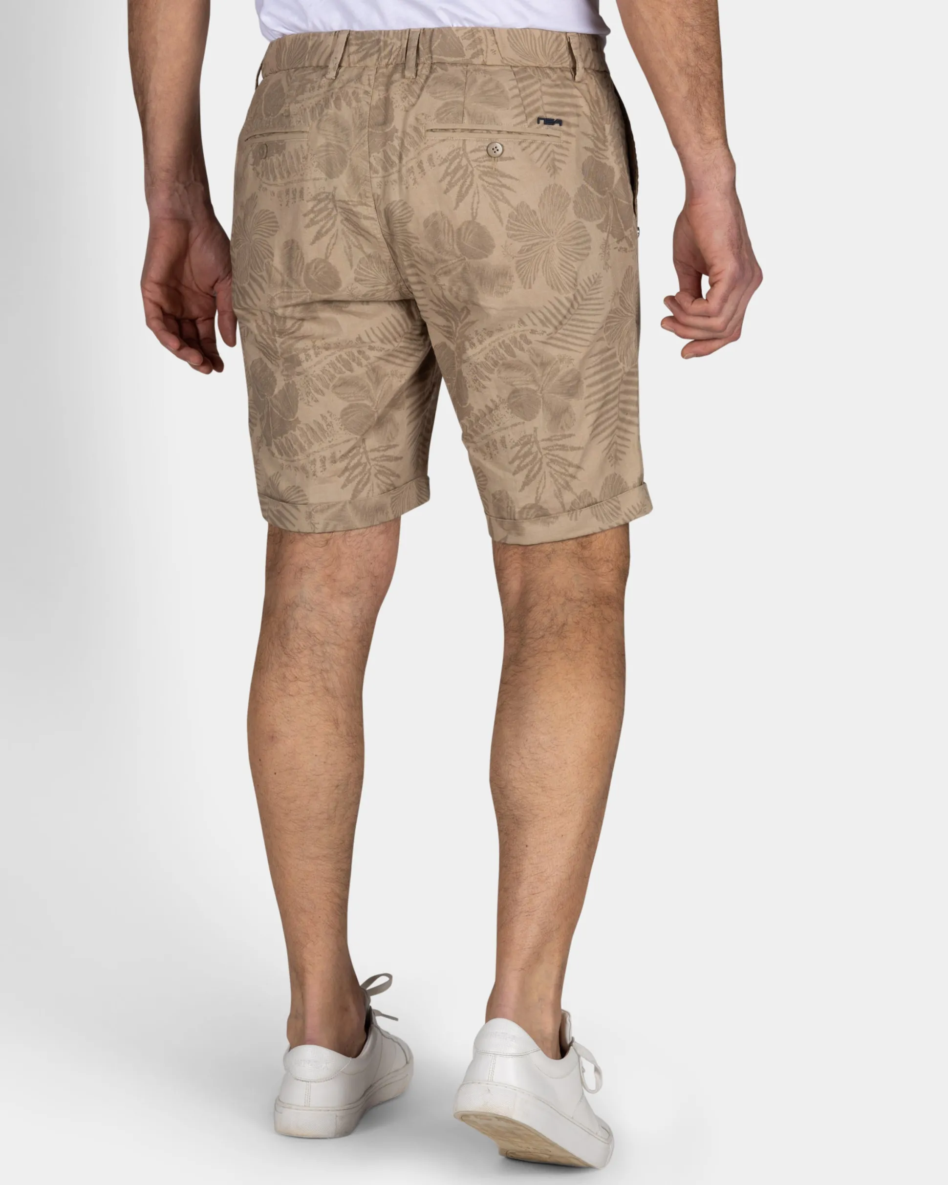 Light Brown Shorts with Leaf Print