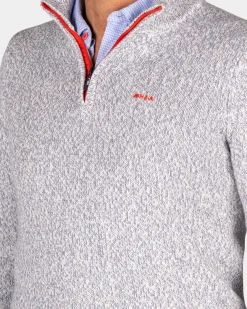 Light gray half-zip pullover - Royal Petrol