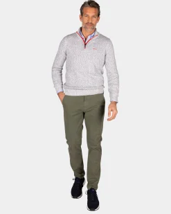 Light gray half-zip pullover - Royal Petrol
