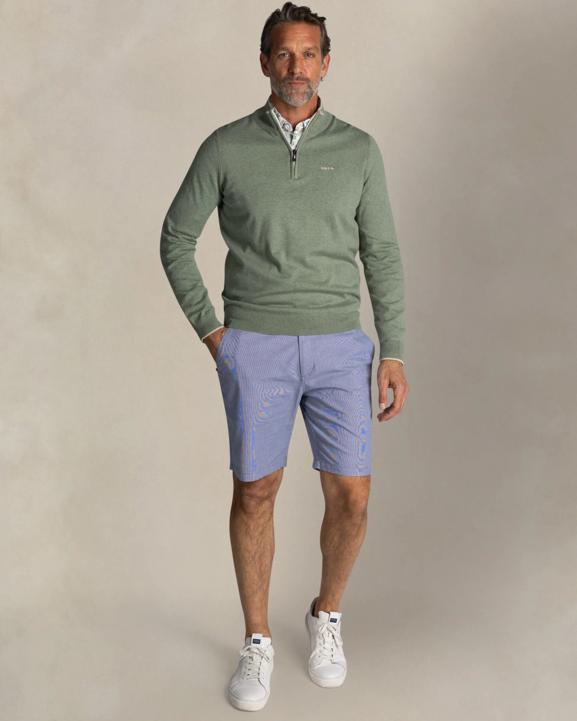 Light green cotton half zip