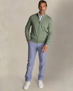 Light green half zip cotton knit