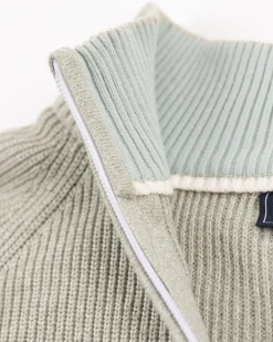 Light green knitted half zip pullover - Sage