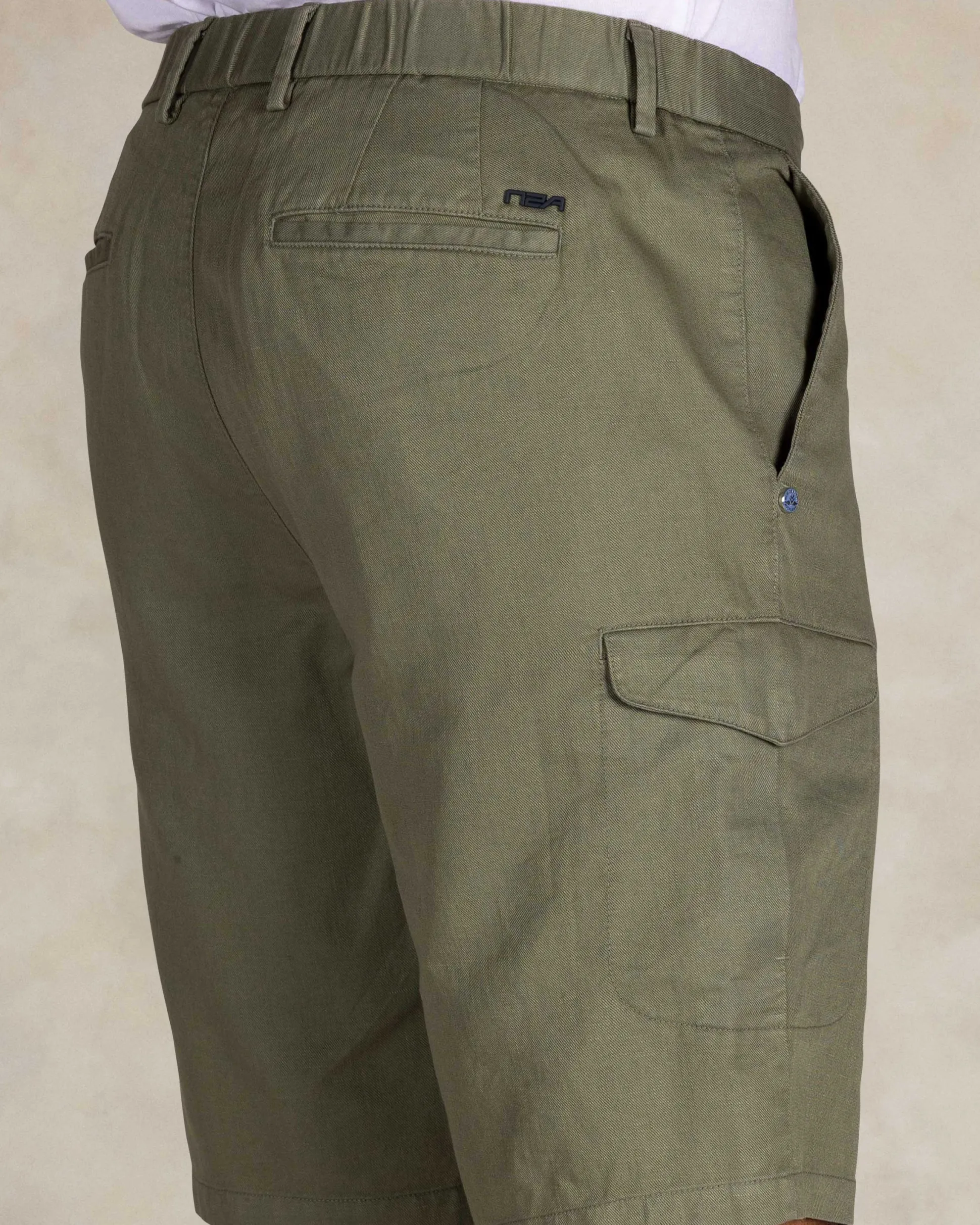Light green linen cargo shorts