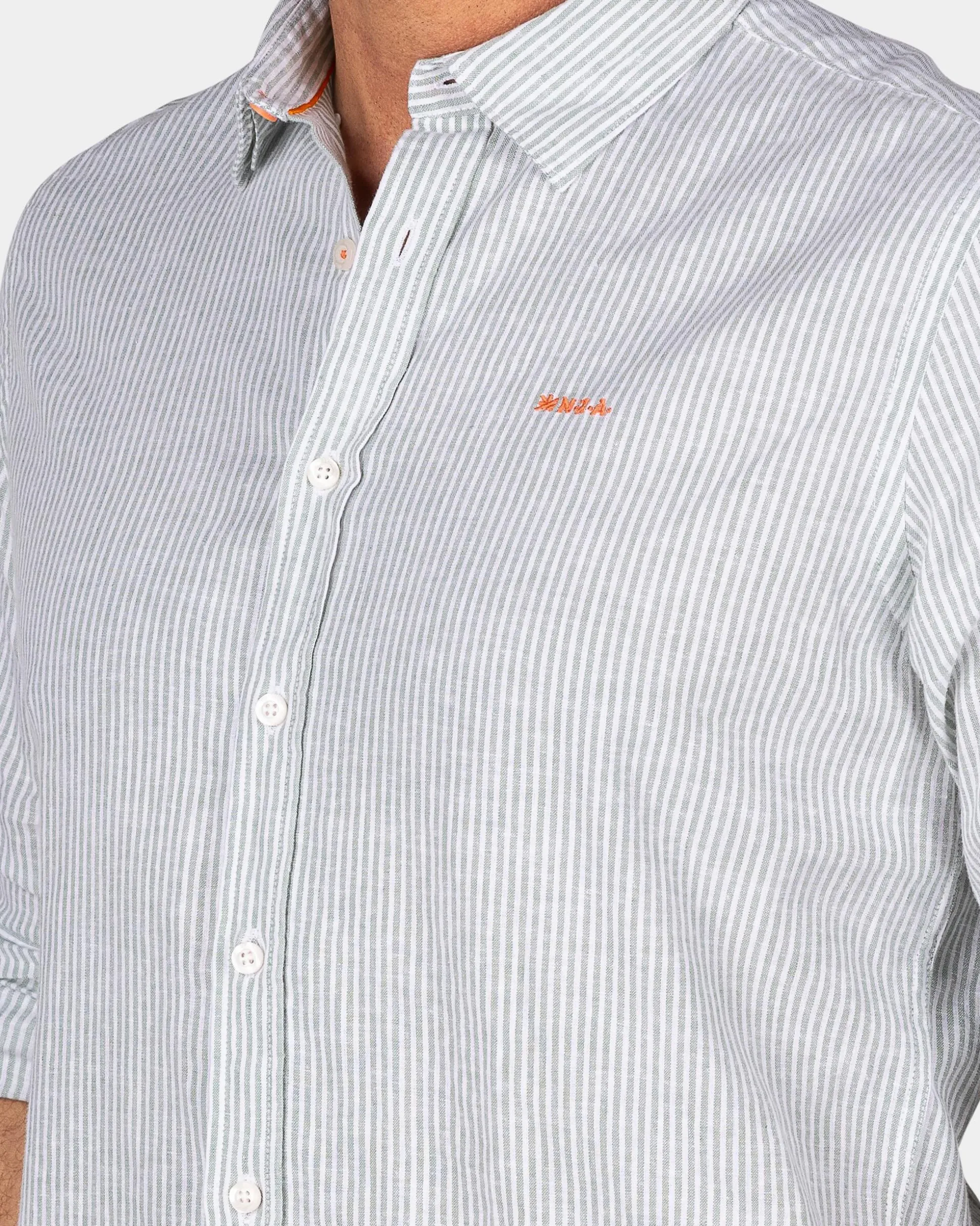 Light Green Linen Shirt with Elastane