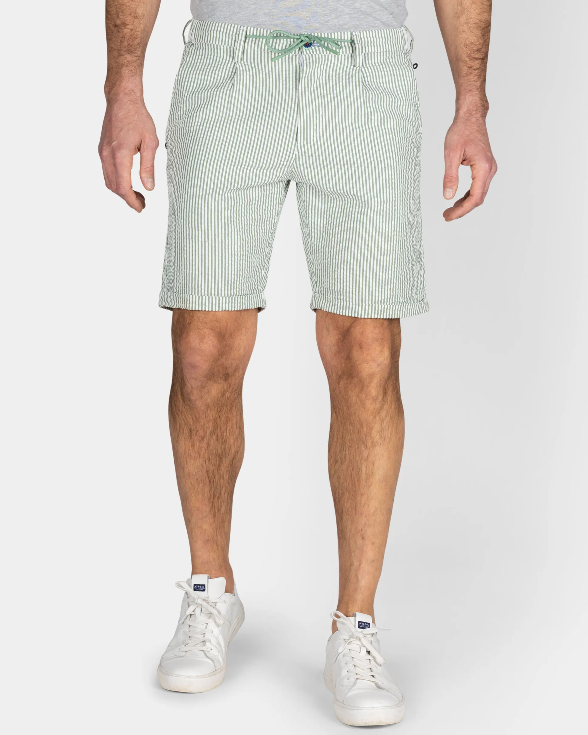 Light Green Striped Chino Shorts