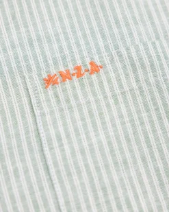 Light green striped linen shirt