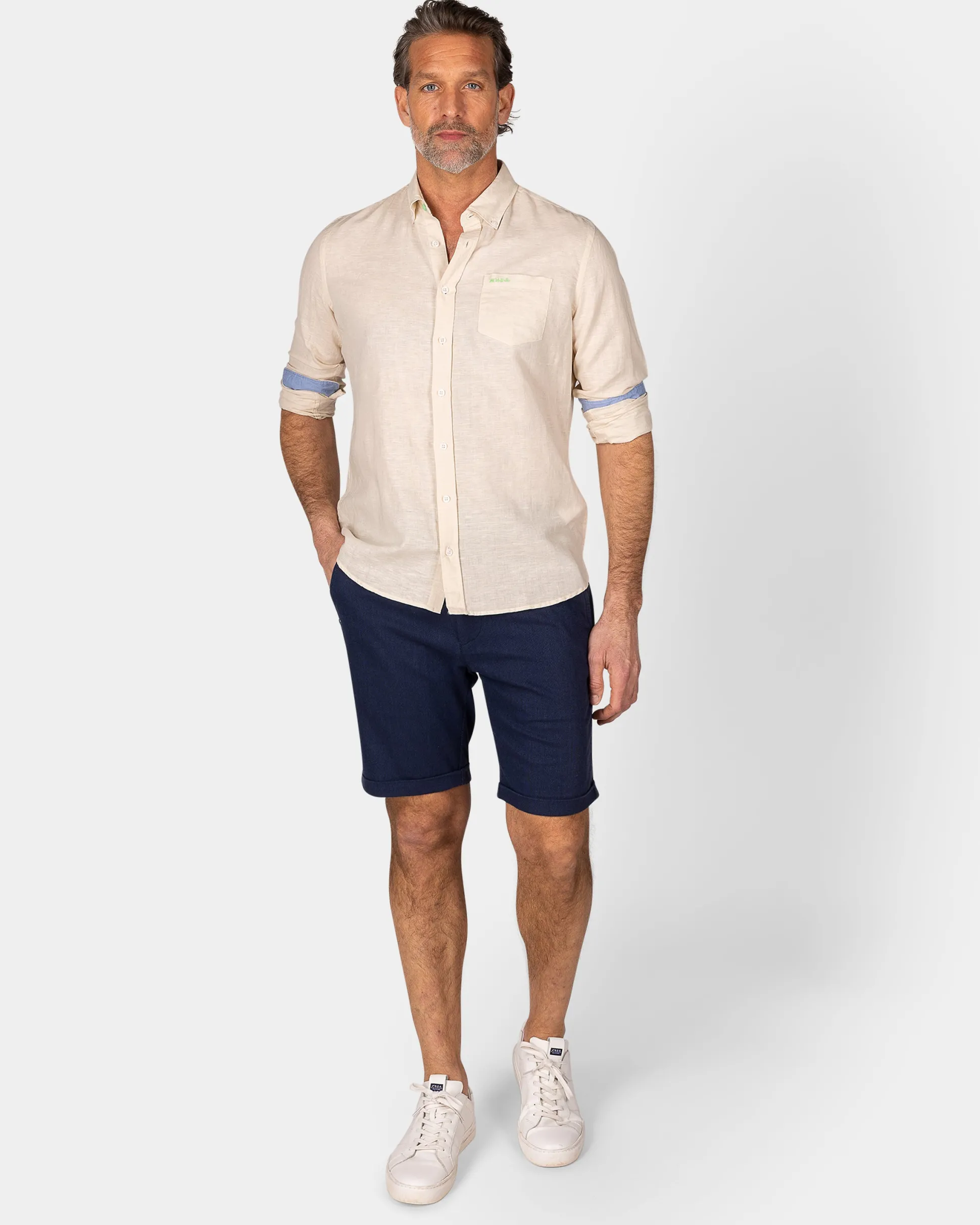 Linen Beige Long Sleeve Shirt