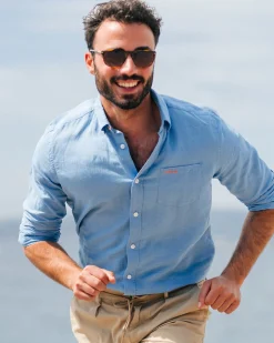 Linen Blue Long Sleeve Shirt