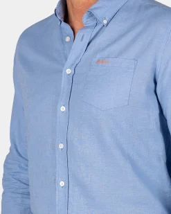 Linen Blue Long Sleeve Shirt