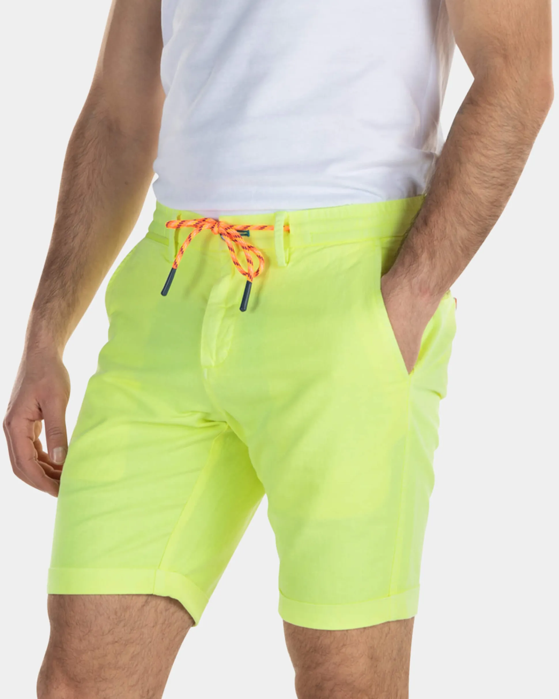 Linen chino shorts with stretch - High Summer Yellow