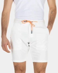 Linen chino shorts with stretch - Off White
