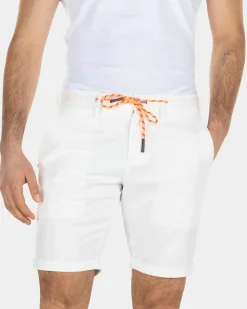 Linen chino shorts with stretch - Off White
