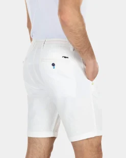 Linen chino shorts with stretch - Off White