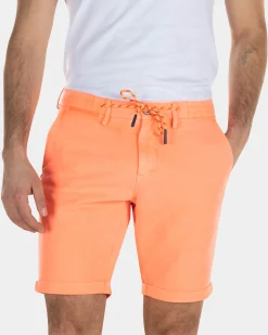 Linen chino shorts with stretch - High Summer Orange