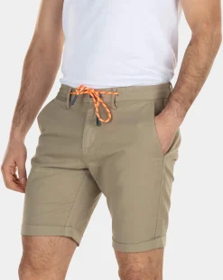 Linen chino shorts with stretch - Beach Sand