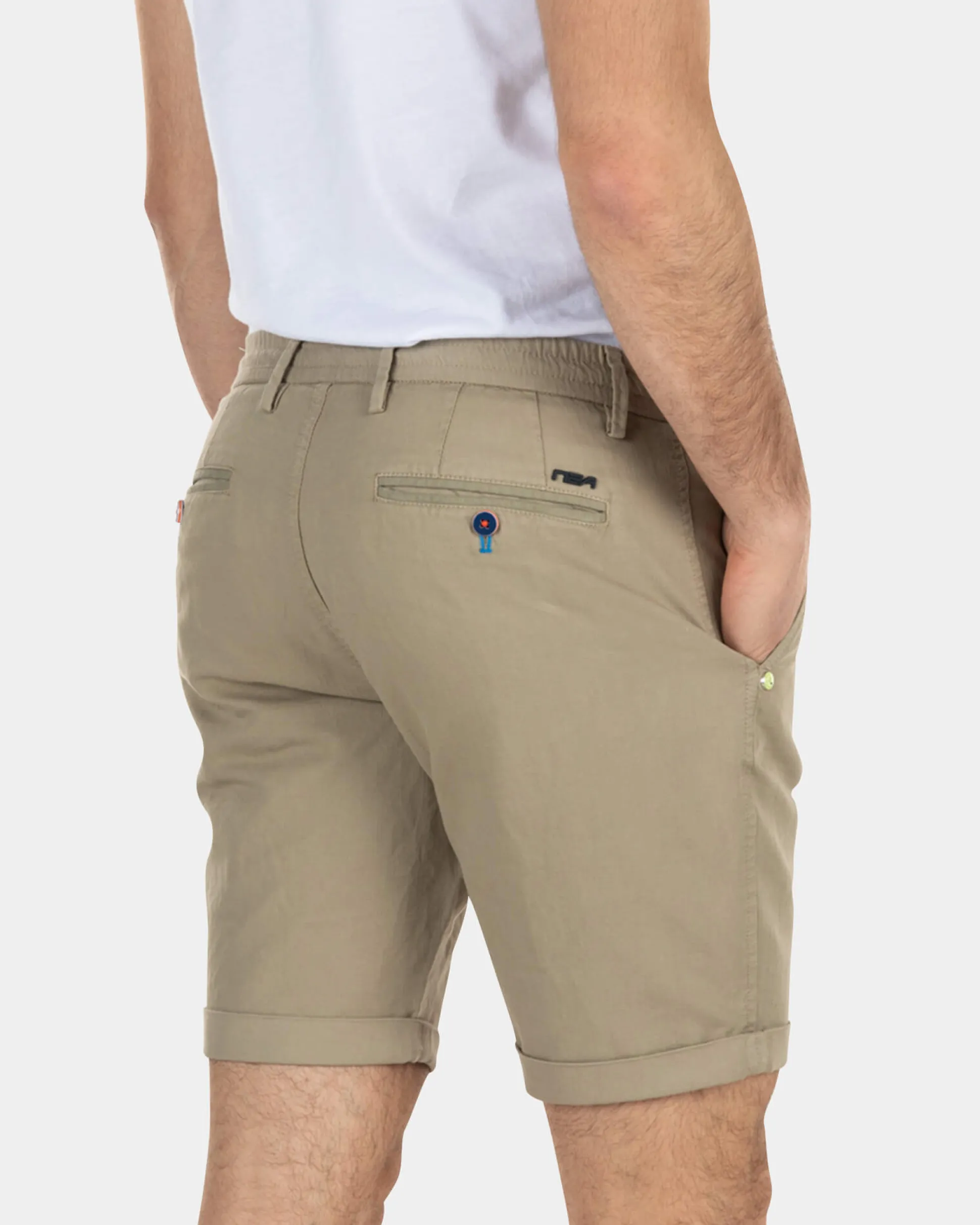 Linen chino shorts with stretch - Beach Sand