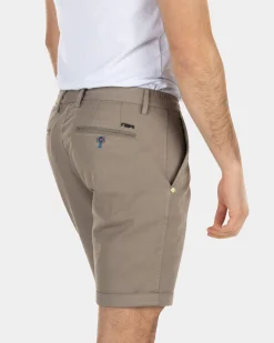 Linen chino shorts with stretch - Stone