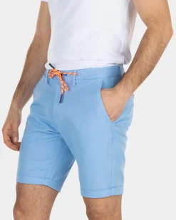 Linen chino shorts with stretch - Bright Sky