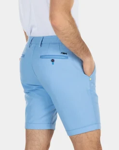 Linen chino shorts with stretch - Bright Sky