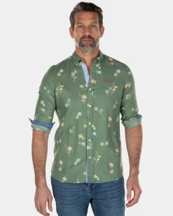 Linen cotton shirt with flower print - Active Army