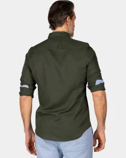Linen Dark Green Long Sleeve Shirt
