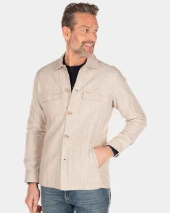 Linen long sleeved overshirt - Shimmering Sand