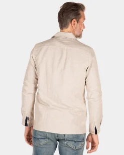 Linen long sleeved overshirt - Shimmering Sand