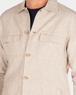 Linen long sleeved overshirt - Shimmering Sand