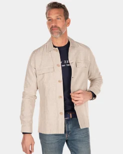 Linen long sleeved overshirt - Shimmering Sand