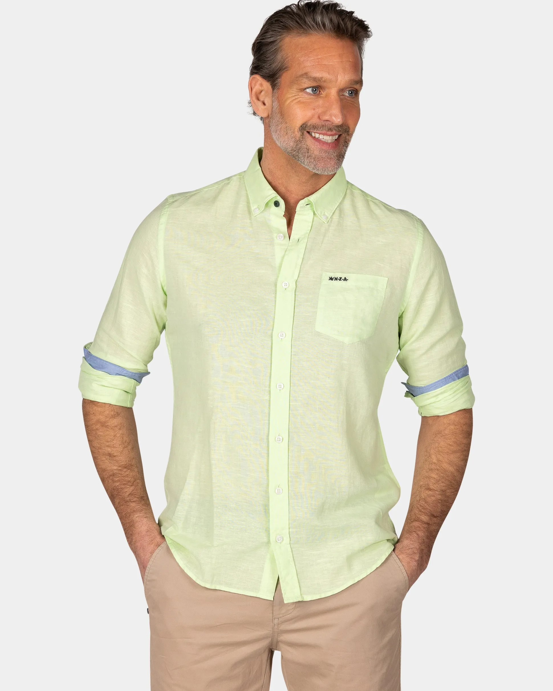 Linen Mint Green Long Sleeve Shirt