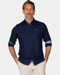 Linen Navy Long Sleeve Shirt