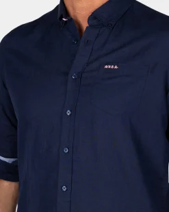 Linen Navy Long Sleeve Shirt