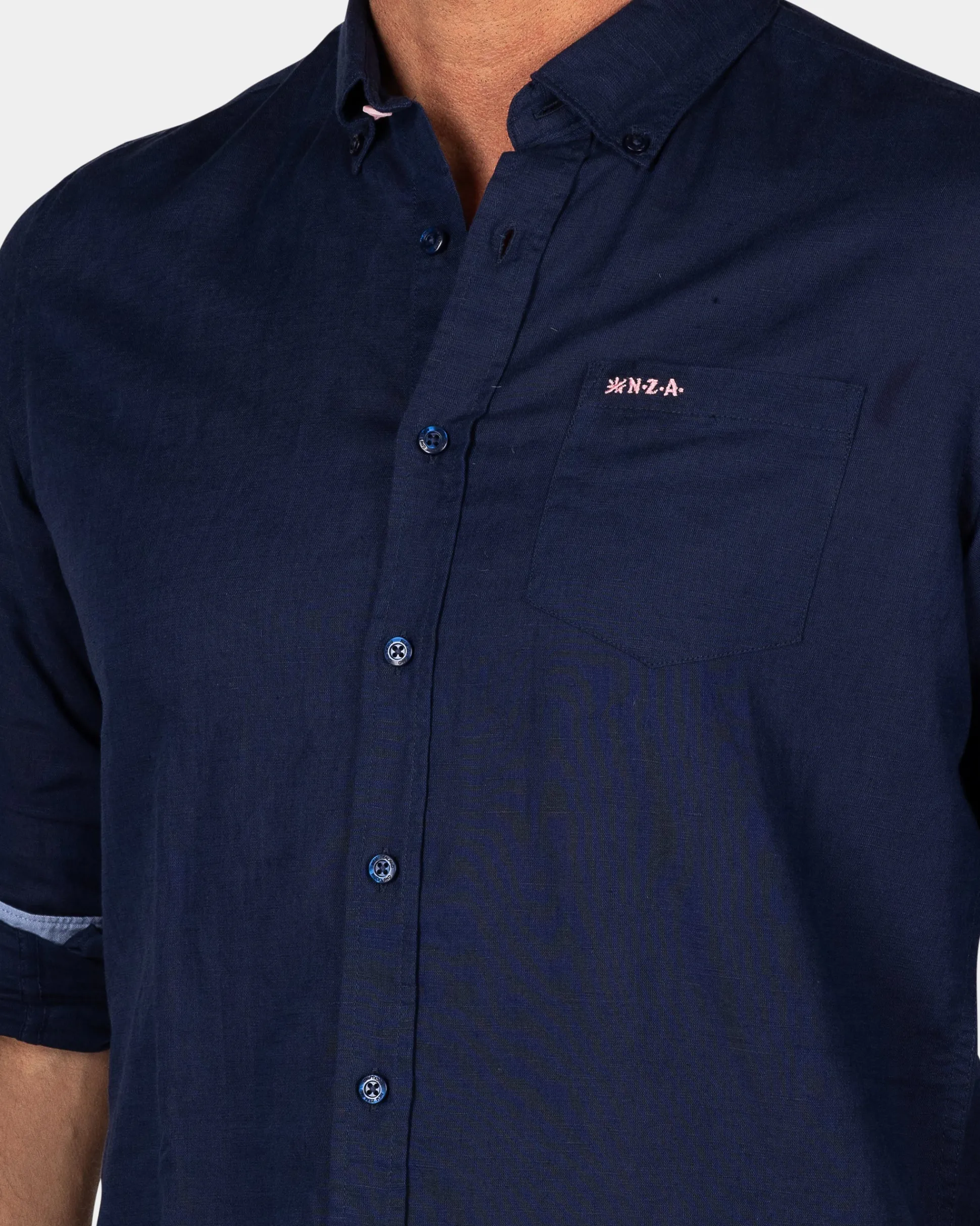 Linen Navy Long Sleeve Shirt