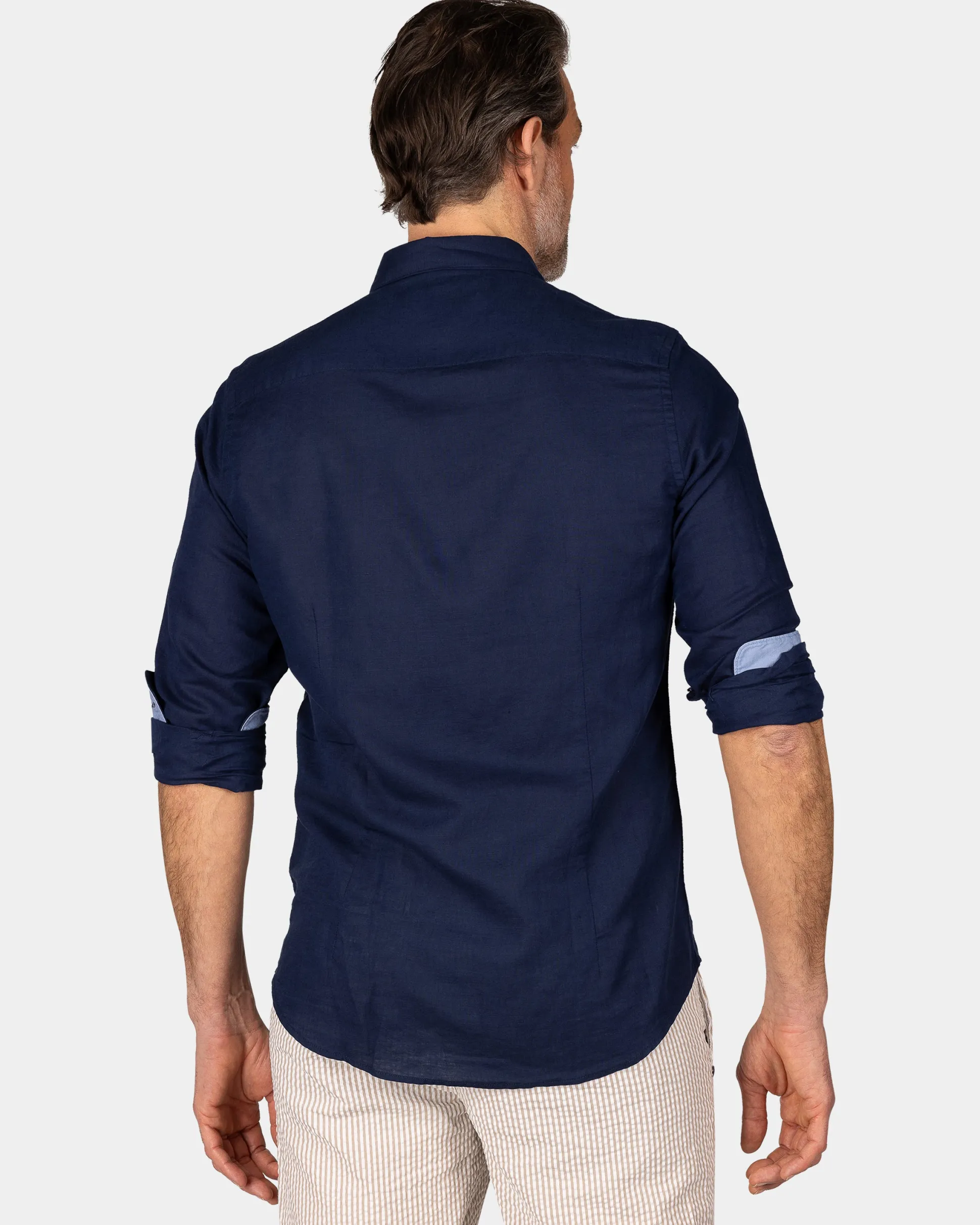 Linen Navy Long Sleeve Shirt