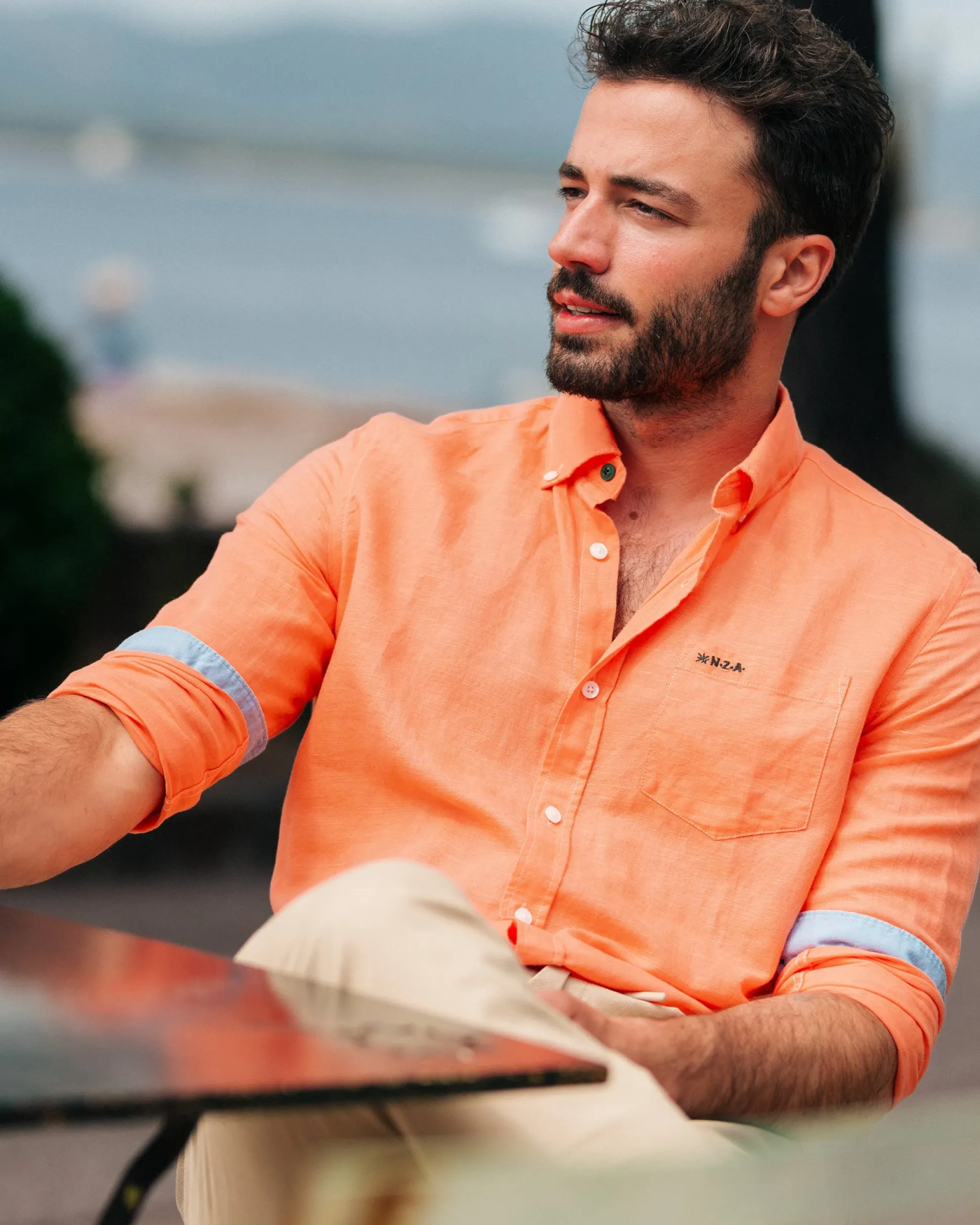Linen Orange Long Sleeve Shirt