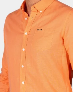 Linen Orange Long Sleeve Shirt
