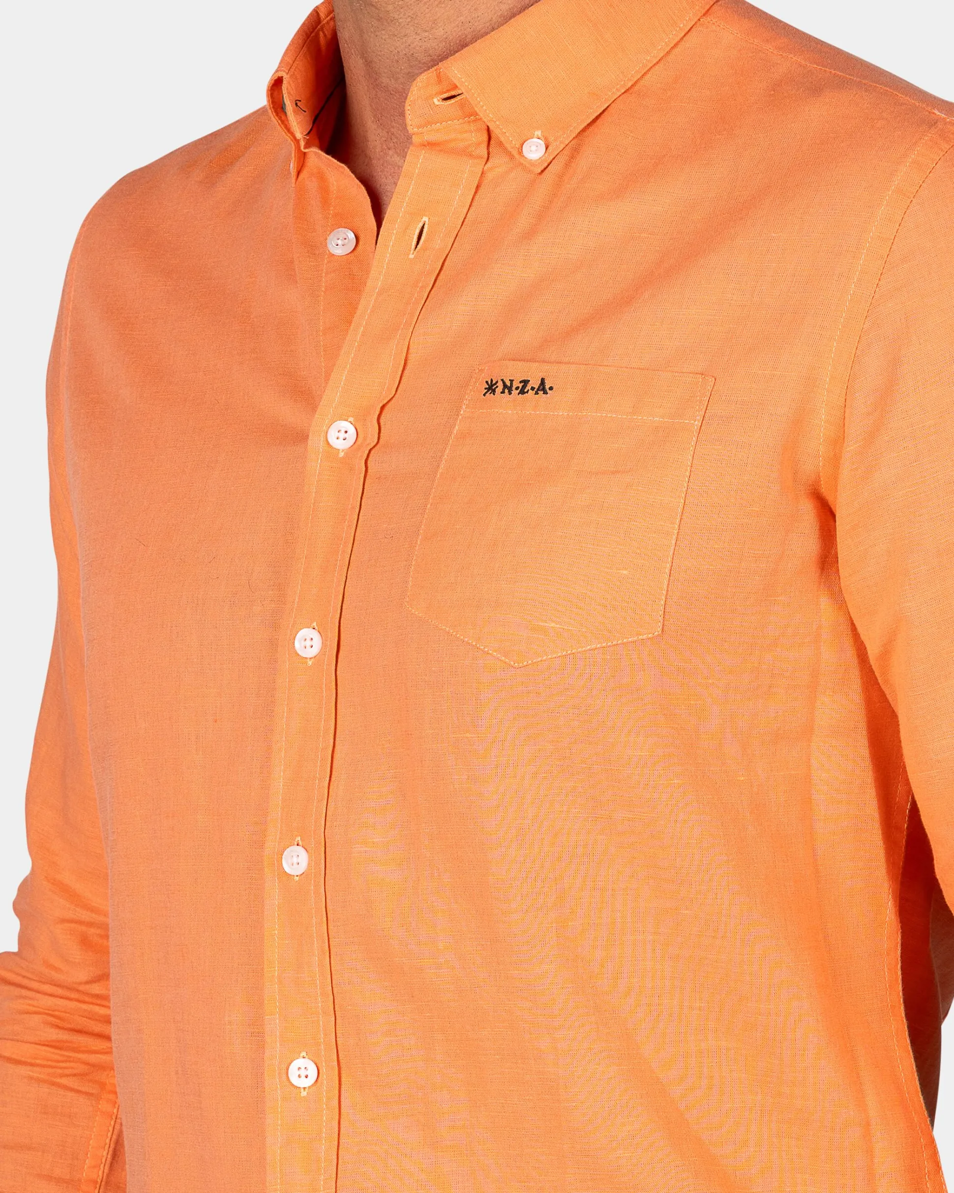 Linen Orange Long Sleeve Shirt
