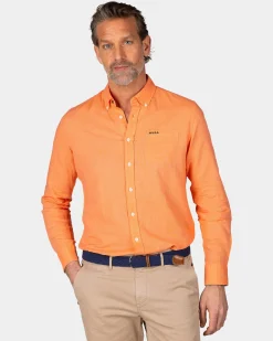 Linen Orange Long Sleeve Shirt