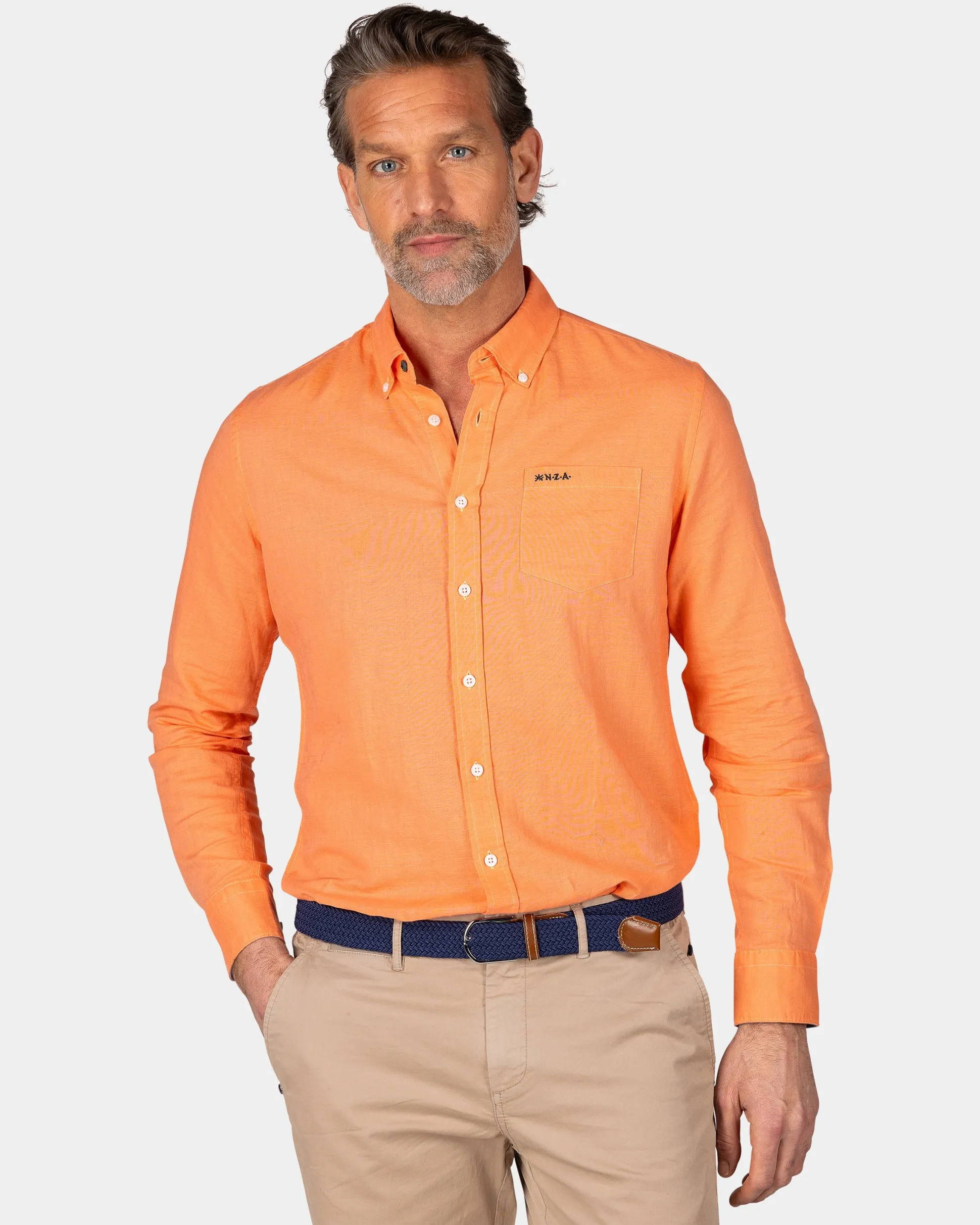 Linen Orange Long Sleeve Shirt