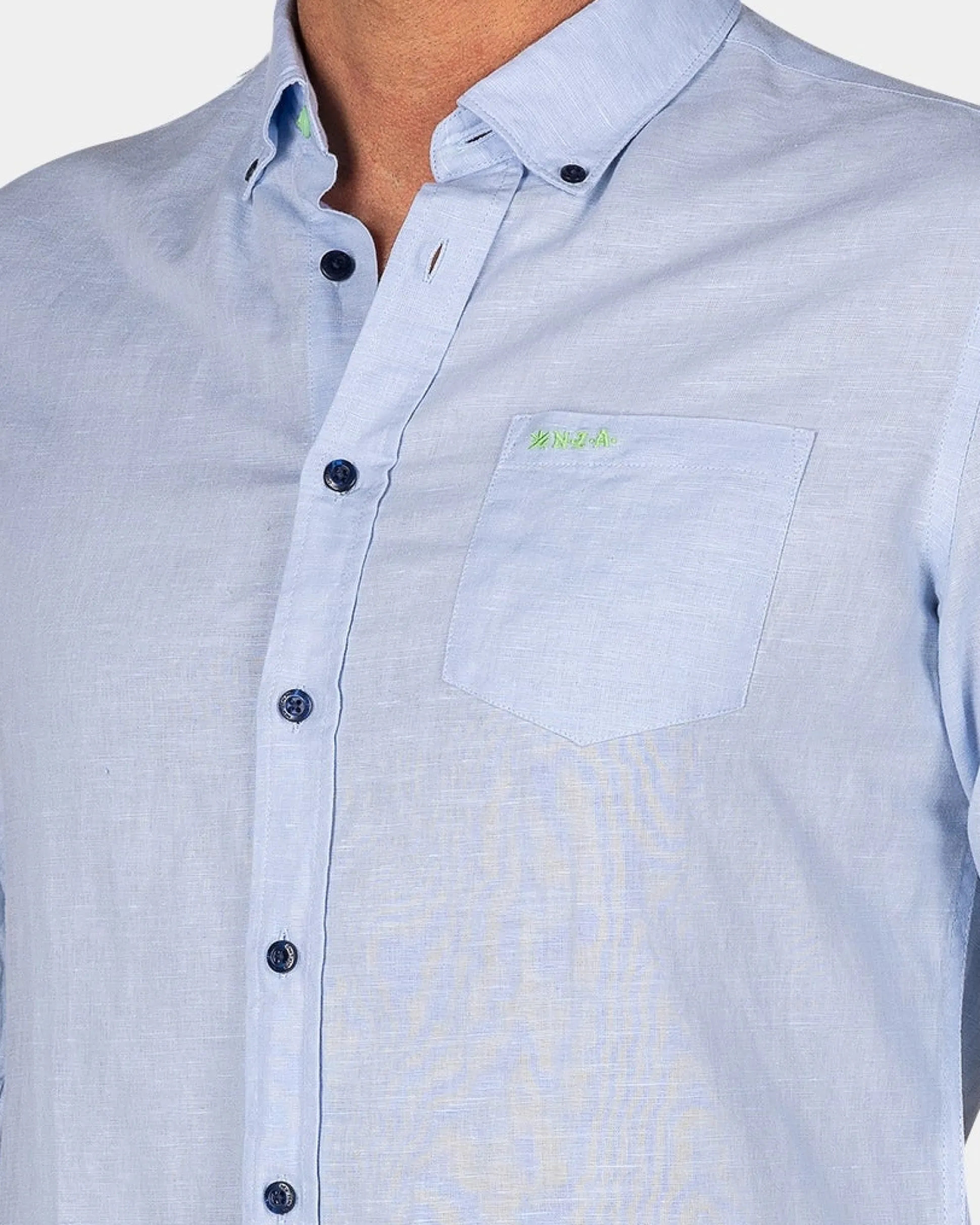 Linen Pastel Blue Long Sleeve Shirt