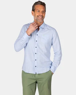 Linen Pastel Blue Long Sleeve Shirt